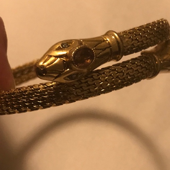 Double Headed Snake Coiled Bangle Bracelet - Picture 3 of 14